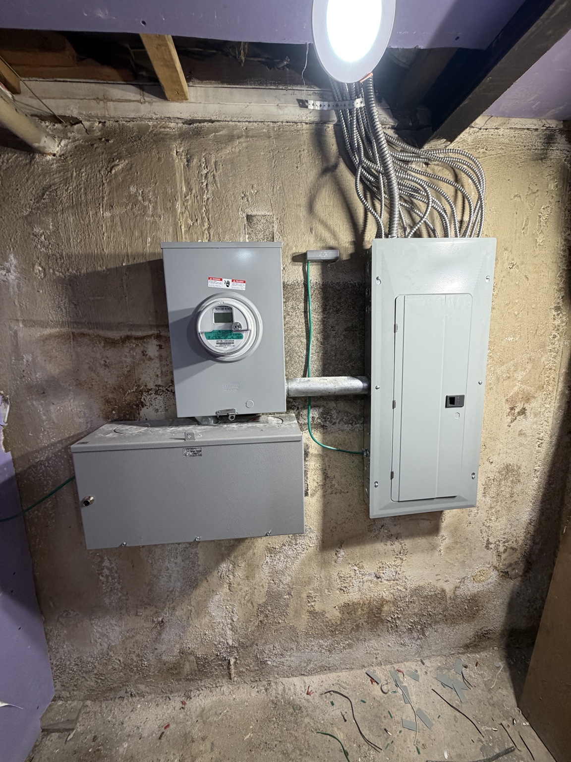 New electrical meter and panel installation
